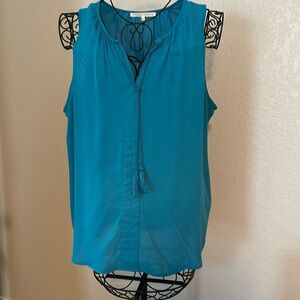 Jewel tone Turquoise sleeveless blouse in XL